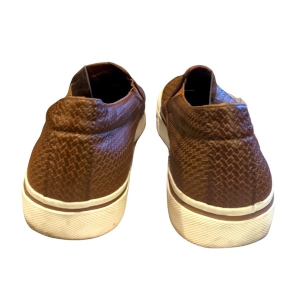 Zara Men's Laceless Sneakers Slip On Basket Weave Brown Vegan Leather 41 (US 8) - Picture 6 of 8